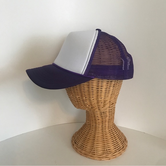 Purple & White Mesh Back Trucker Hat Adjustable Ball Cap New! - Picture 7 of 10